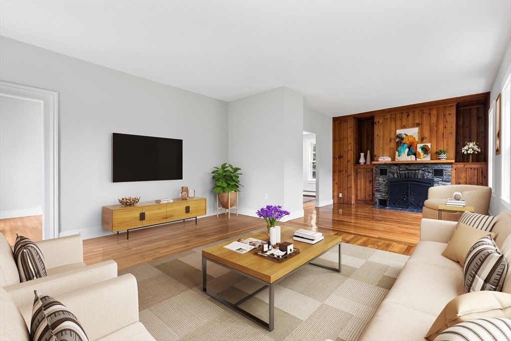 Fireplace, Interior, Living room, Wood Texture Flooring, Wooden Walls