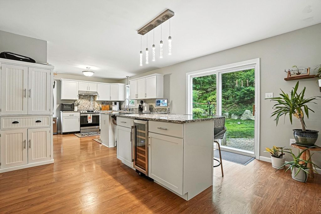 Interior, Kitchen, Pendant Lights, Stainless Steel Appliances, Wood Texture Flooring