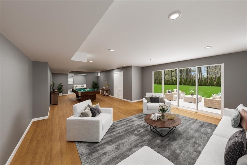 Billiard Table, Game Room, Interior, Living room, Recessed Lighting, Wood Texture Flooring