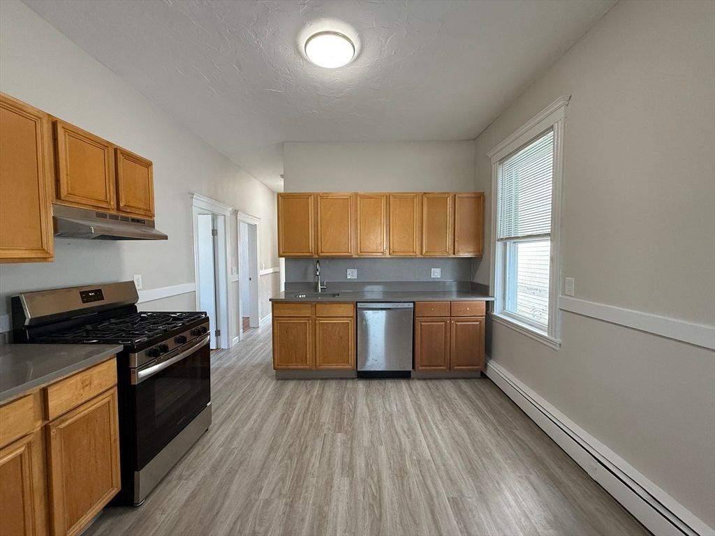 Interior, Kitchen, Stainless Steel Appliances, Wood Texture Flooring