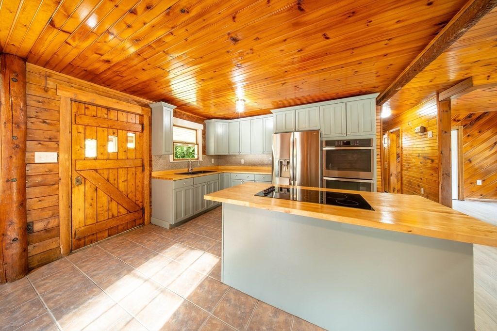 Interior, Kitchen, Stainless Steel Appliances, Wooden Ceilings, Wooden Walls