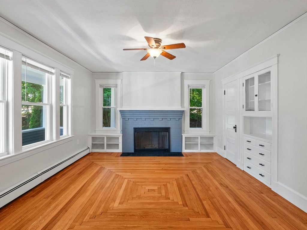 Fireplace, Interior, Wood Texture Flooring