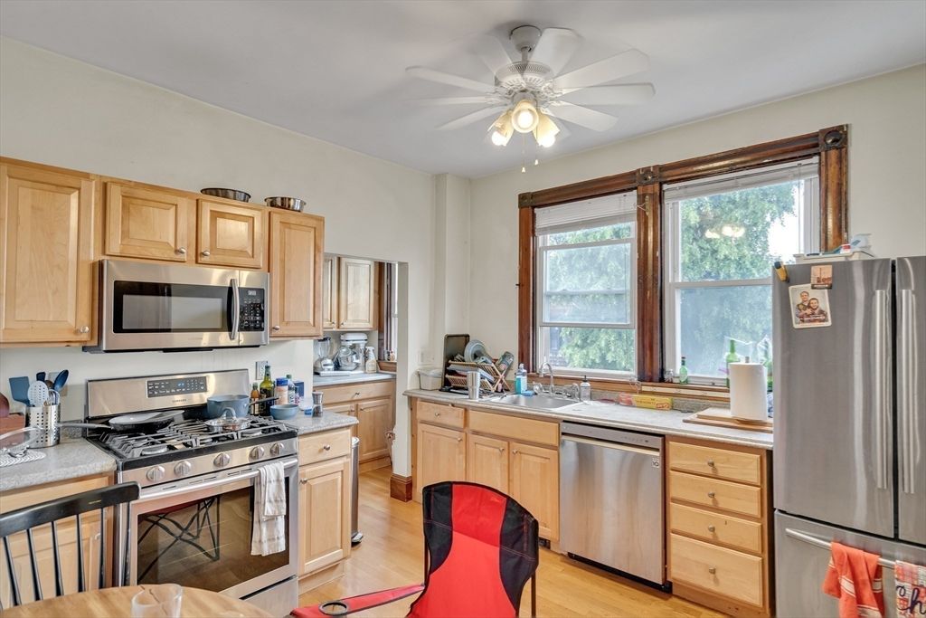 Interior, Kitchen, Stainless Steel Appliances, Wood Texture Flooring
