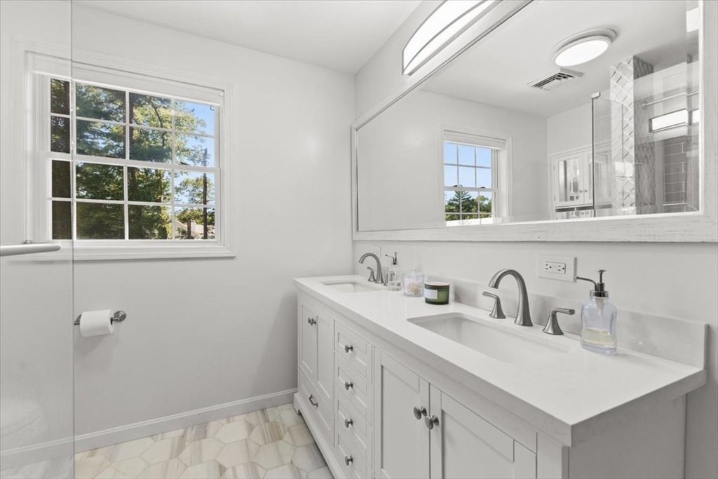 Bathroom, Dual Sink Vanities, Glass Shower, Interior