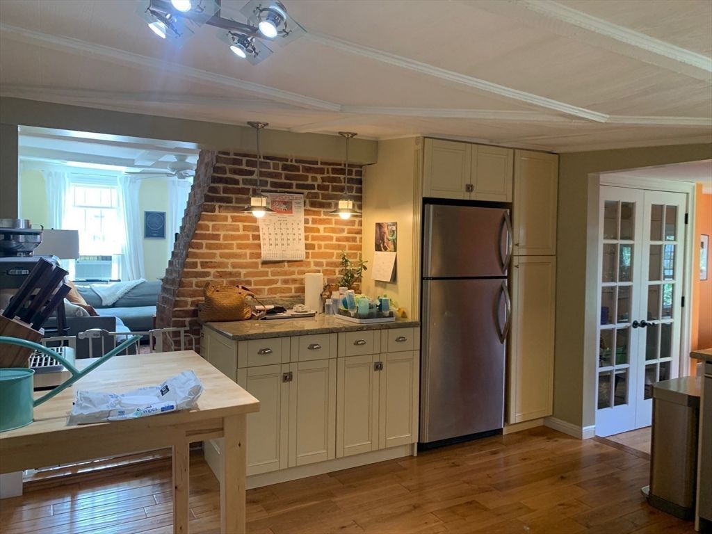 Interior, Kitchen, Stone Walls, Wood Texture Flooring