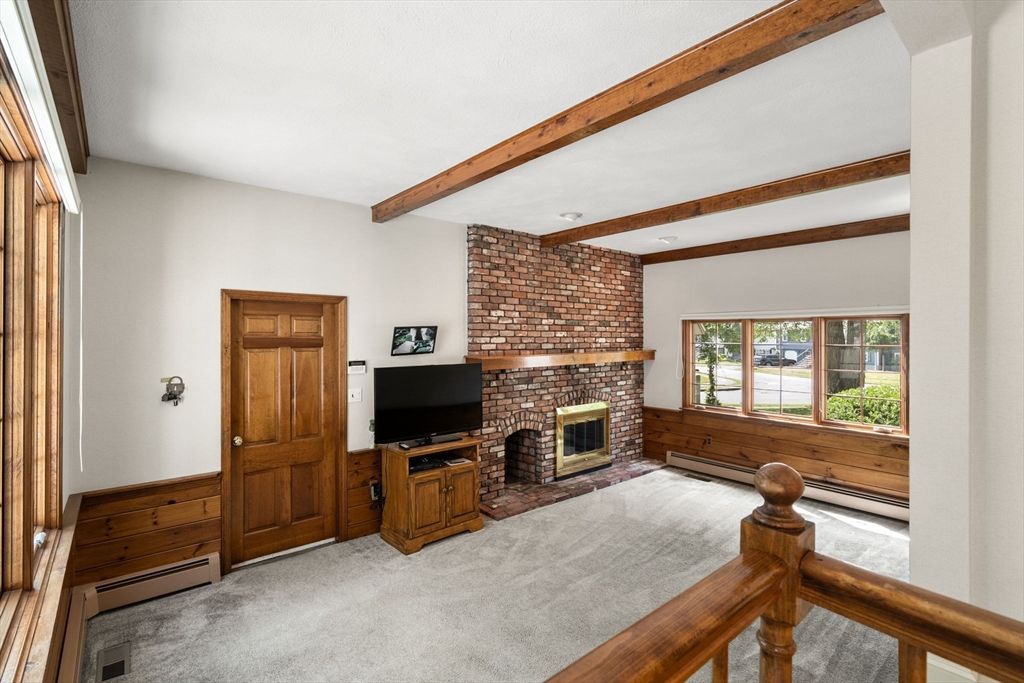Fireplace, Interior, Stone Walls, Wooden Beams