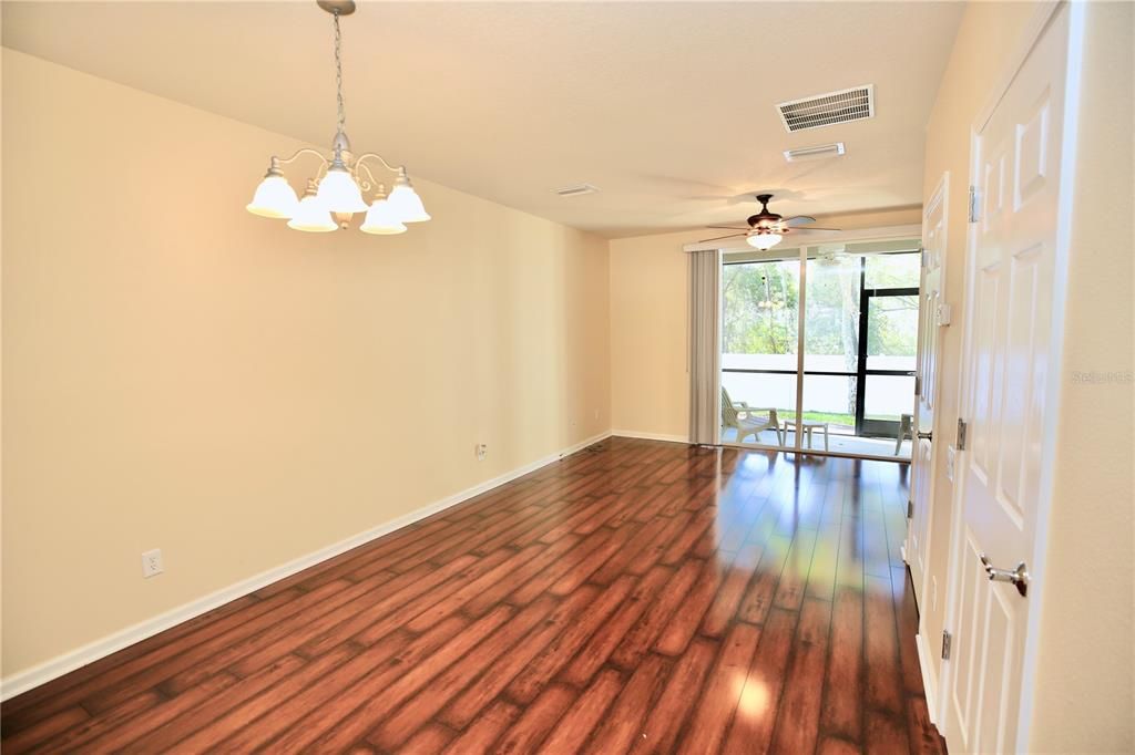 Chandelier, Empty room, Interior, Wood Texture Flooring