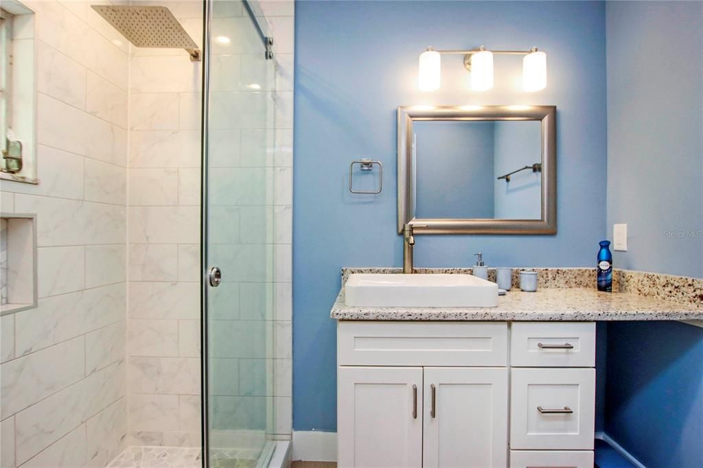 Bathroom, Glass Shower, Interior, Marble Walls