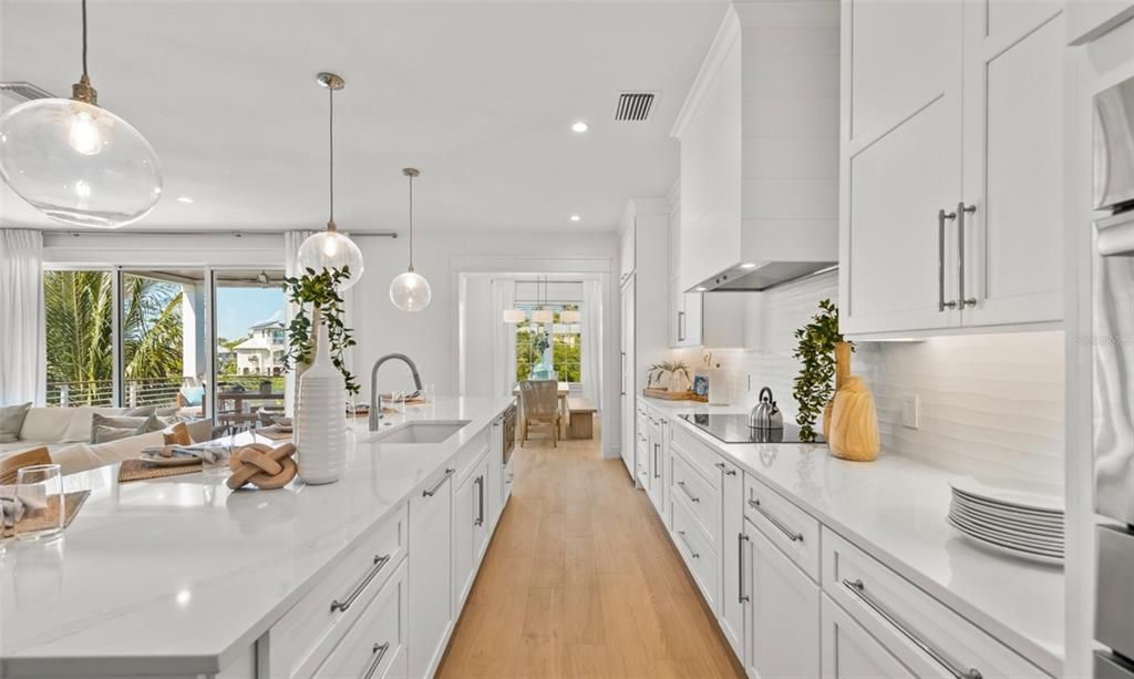 Interior, Kitchen, Pendant Lights, Recessed Lighting, Wood Texture Flooring