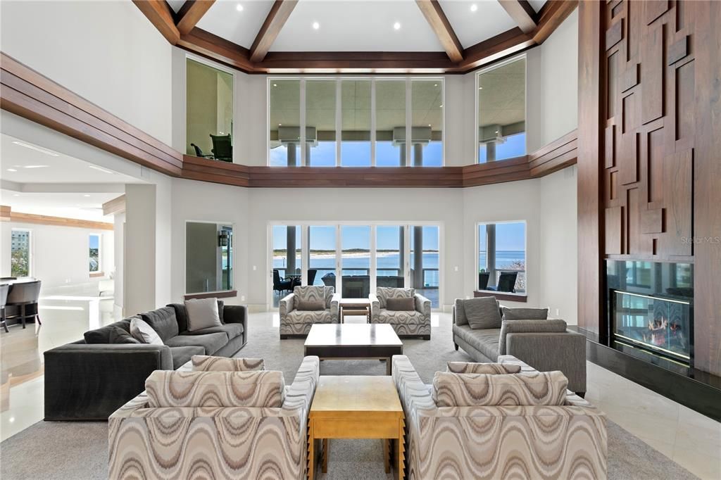 Fireplace, Interior, Living room, Recessed Lighting, Water