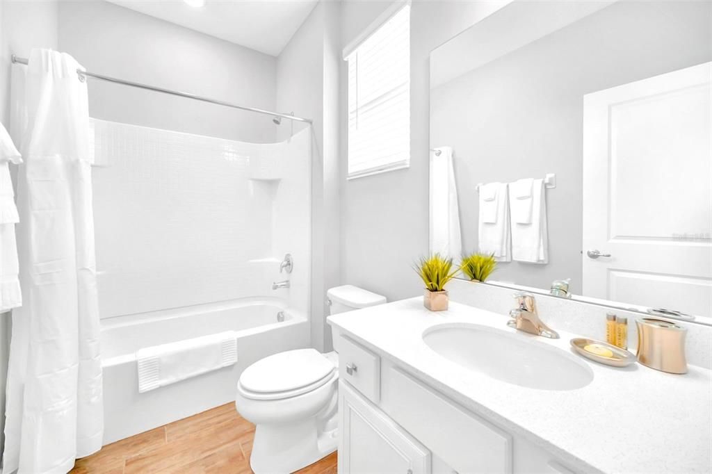 Bathroom, Interior, Recessed Lighting, Wood Texture Flooring