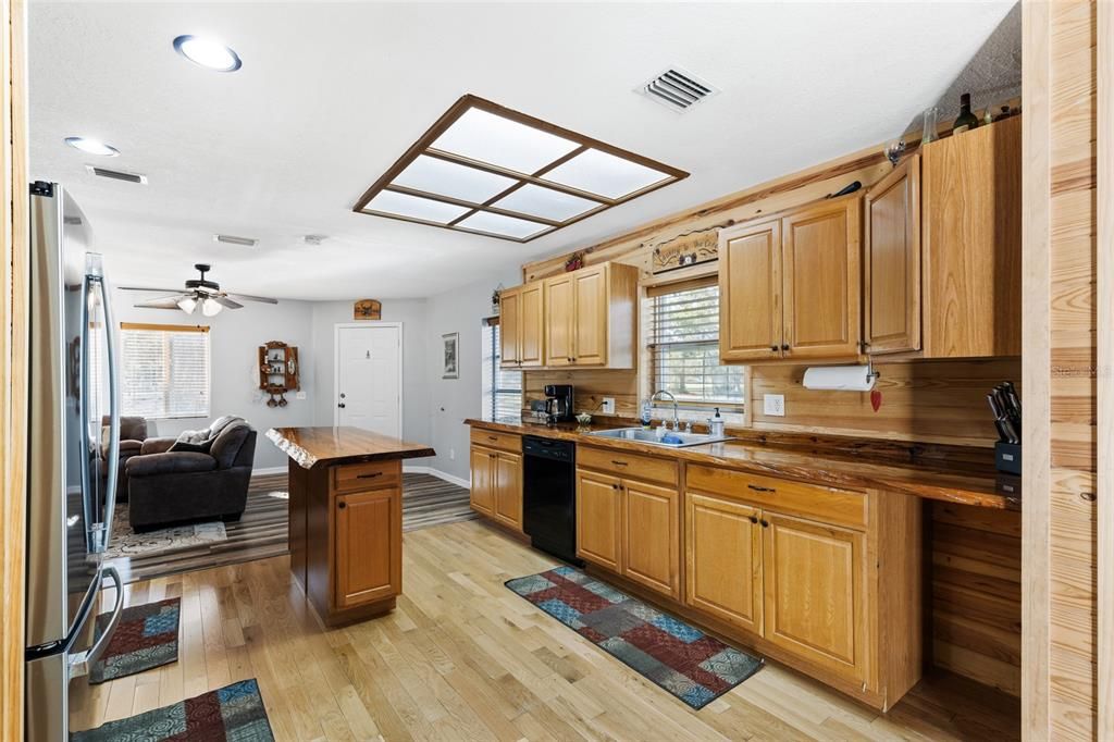 Interior, Kitchen, Recessed Lighting, Wood Texture Flooring