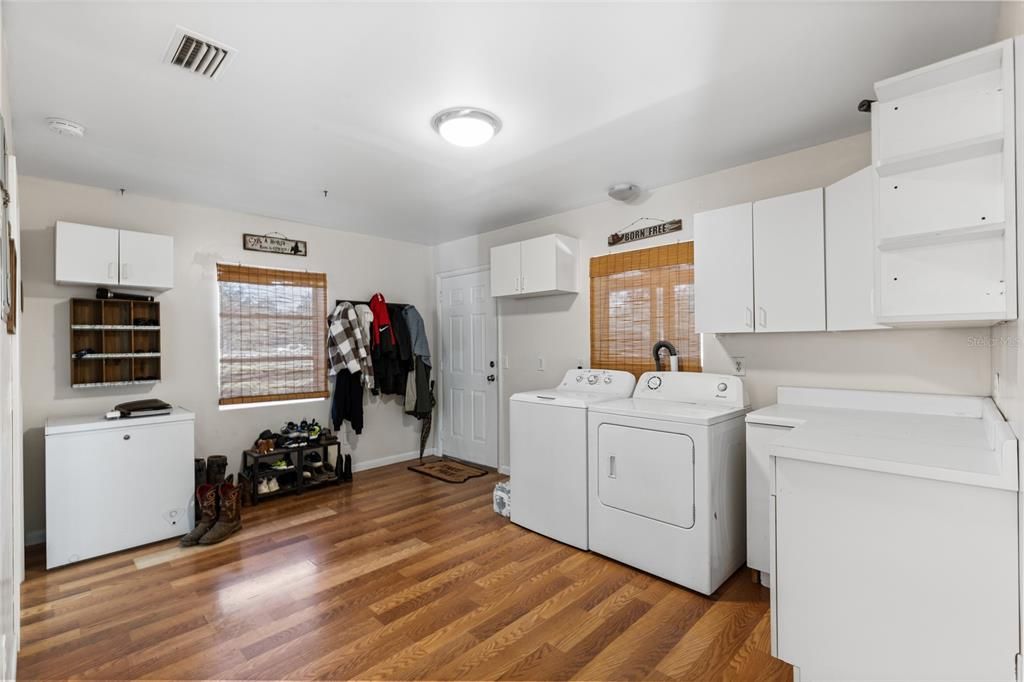 Interior, Washer, Wood Texture Flooring