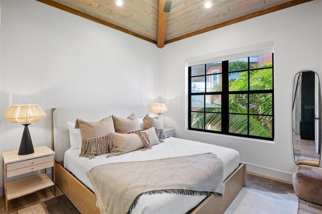 Bedroom, Interior, Recessed Lighting, Wooden Beams, Wooden Ceilings
