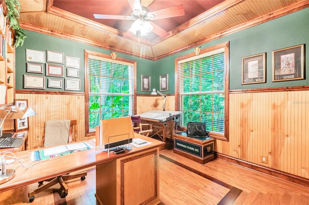 Home Office, Interior, Wooden Ceilings, Wood Texture Flooring, Wooden Walls