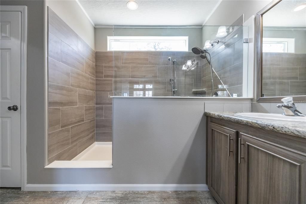 Bathroom, Glass Shower, Interior, Recessed Lighting