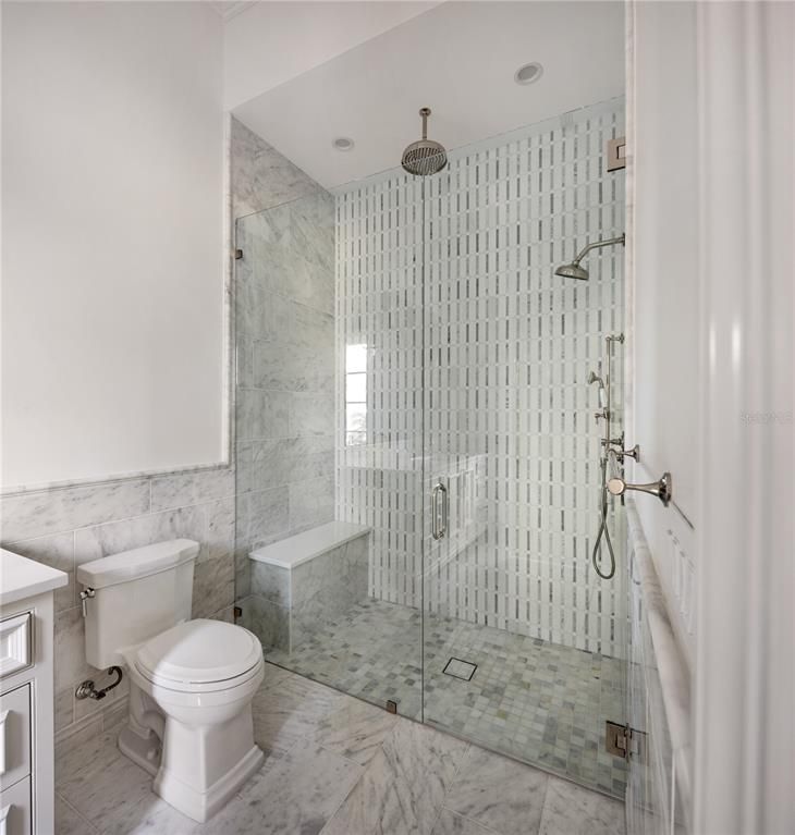 Bathroom, Glass Shower, Interior, Marble, Marble Walls