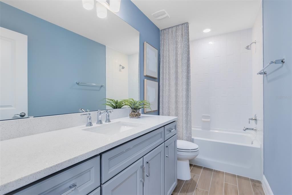 Bathroom, Interior, Recessed Lighting, Wood Texture Flooring