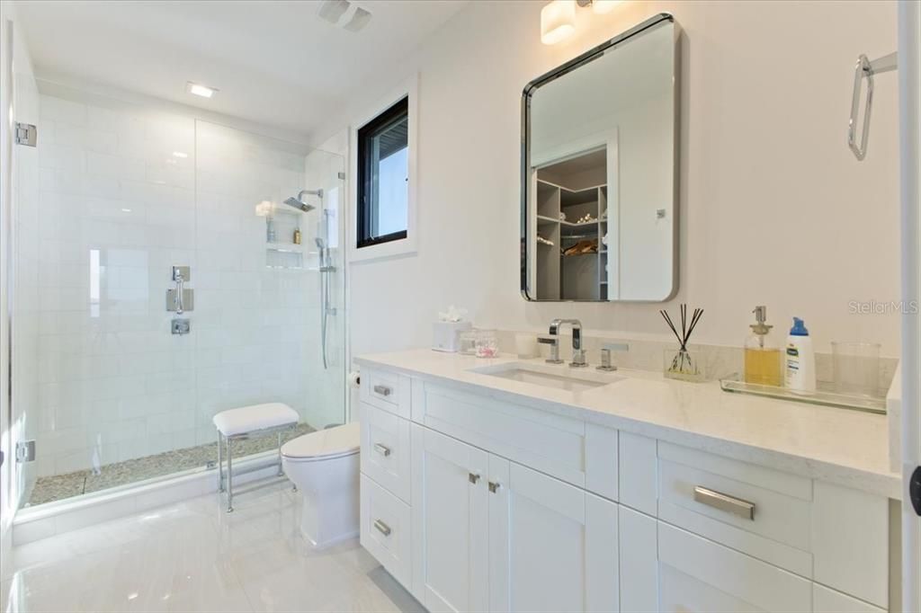 Bathroom, Glass Shower, Interior, Recessed Lighting
