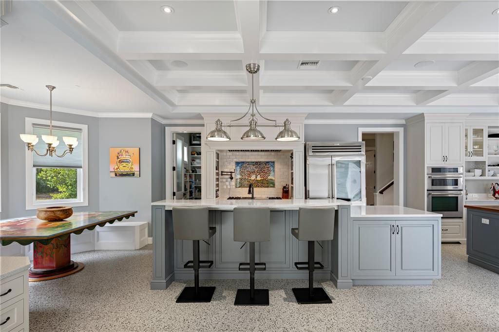 Chandelier, Interior, Kitchen, Pendant Lights, Recessed Lighting, Stainless Steel Appliances