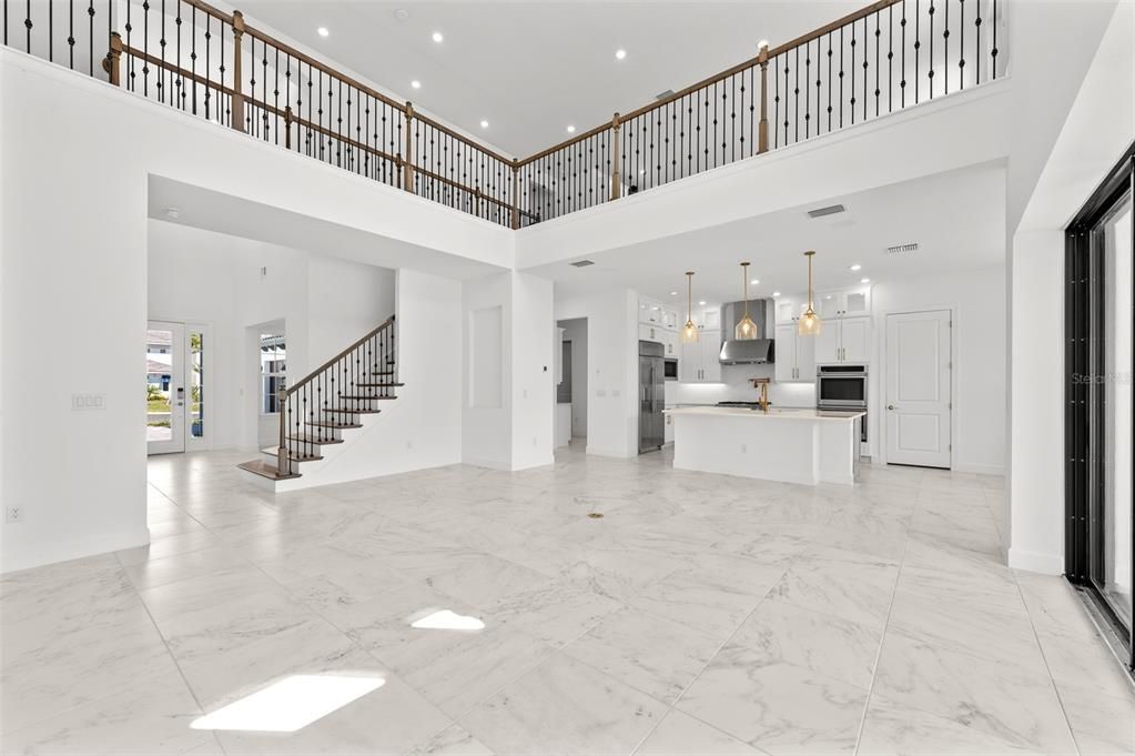 Interior, Kitchen, Marble, Pendant Lights, Recessed Lighting
