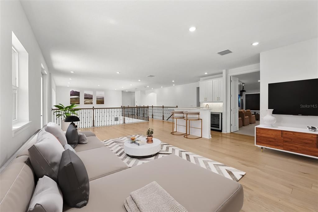 Interior, Living room, Recessed Lighting, Wood Texture Flooring