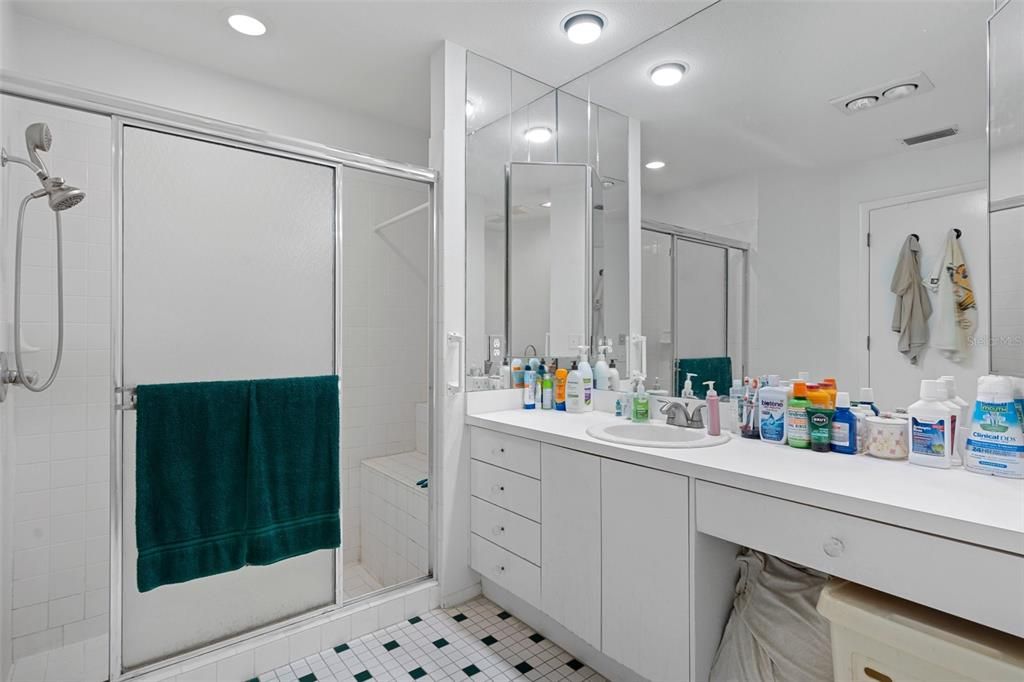 Bathroom, Dual Sink Vanities, Glass Shower, Interior, Recessed Lighting