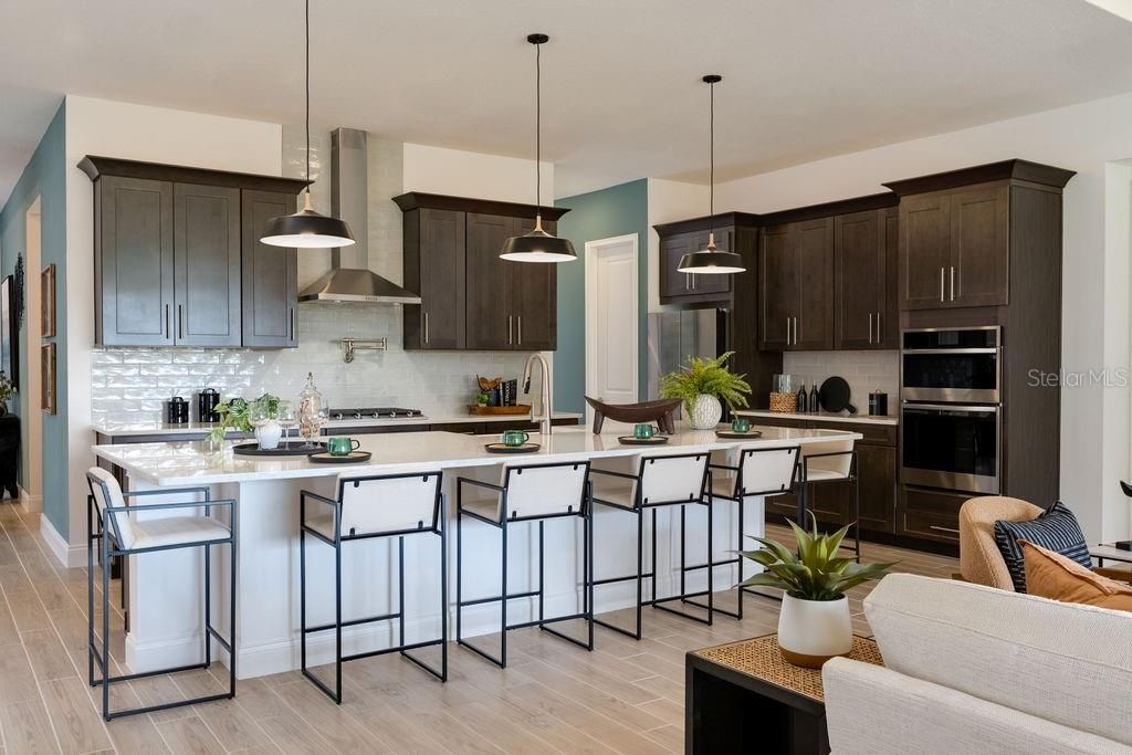 Interior, Kitchen, Pendant Lights, Stainless Steel Appliances, Wood Texture Flooring
