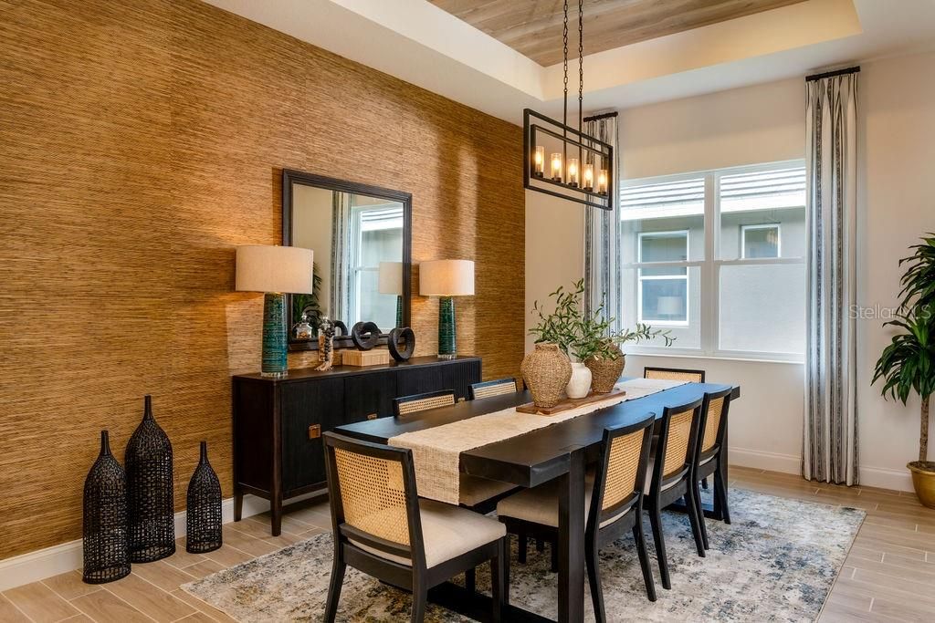 Chandelier, Dining room, Interior, Pendant Lights, Wood Texture Flooring