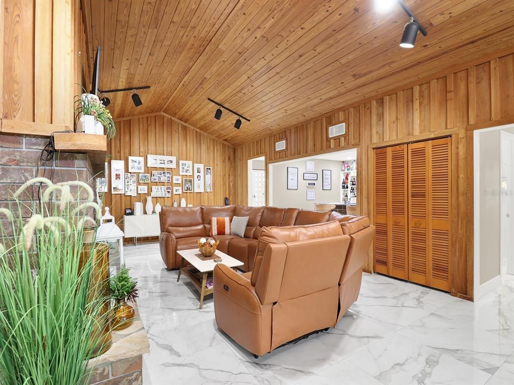 Interior, Living room, Marble, Wooden Ceilings, Wooden Walls
