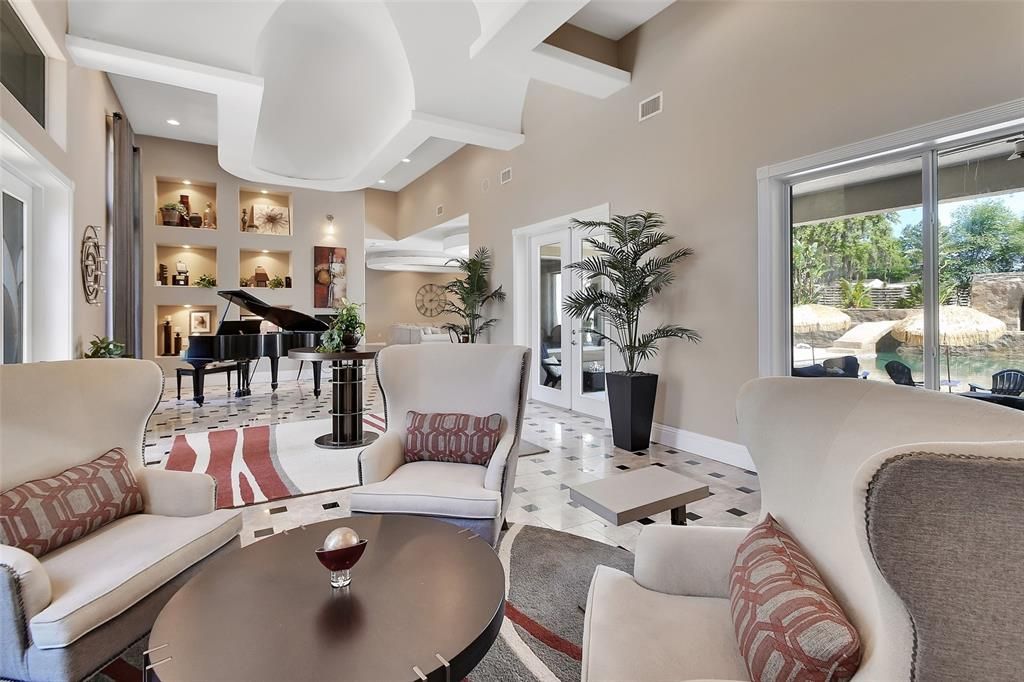 Interior, Living room, Piano, Recessed Lighting