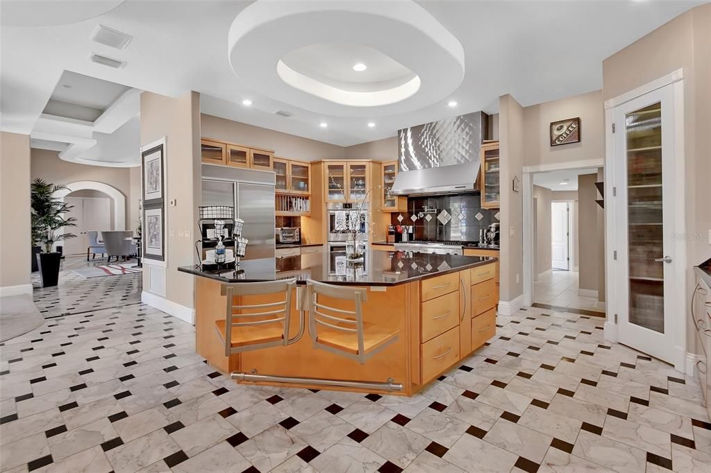 Interior, Kitchen, Marble, Recessed Lighting, Stainless Steel Appliances