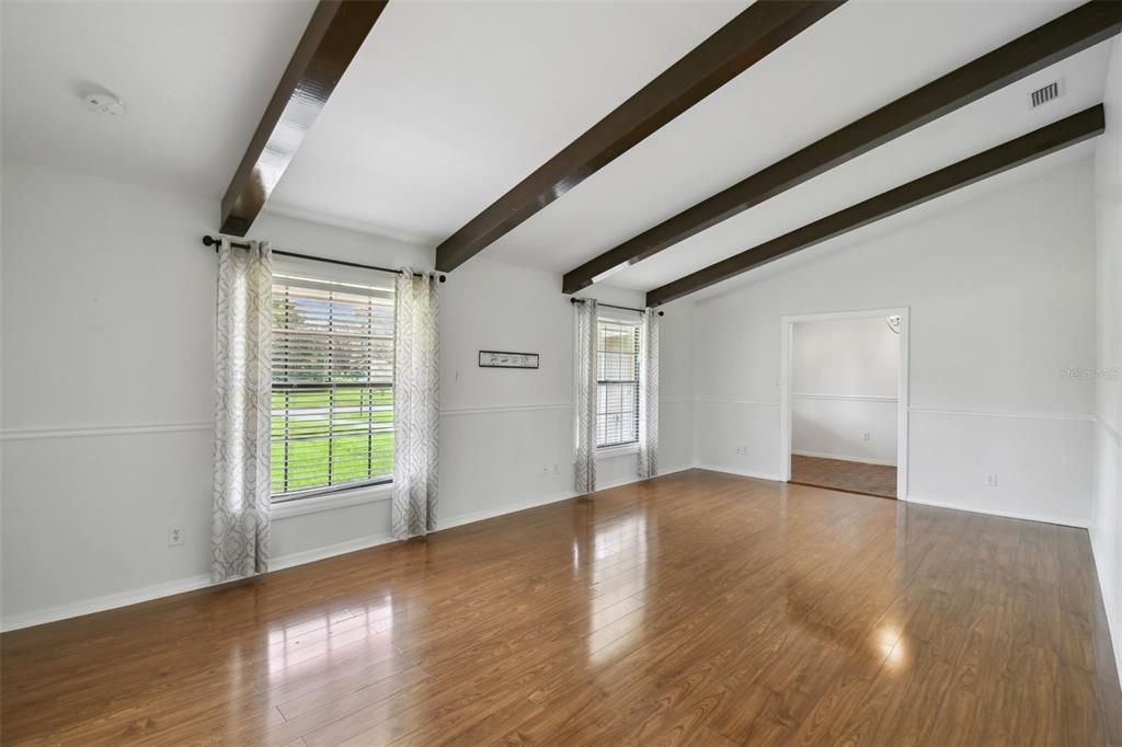 Empty room, Interior, Wooden Beams, Wood Texture Flooring