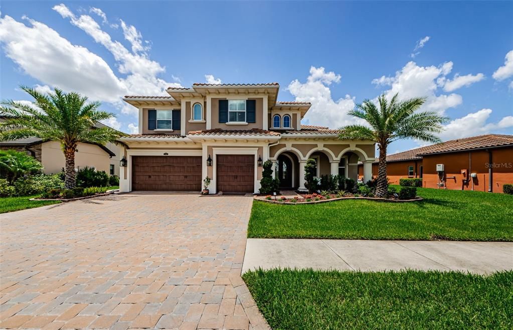 Attached, Backyard, Exterior, Facade, Mediterranean