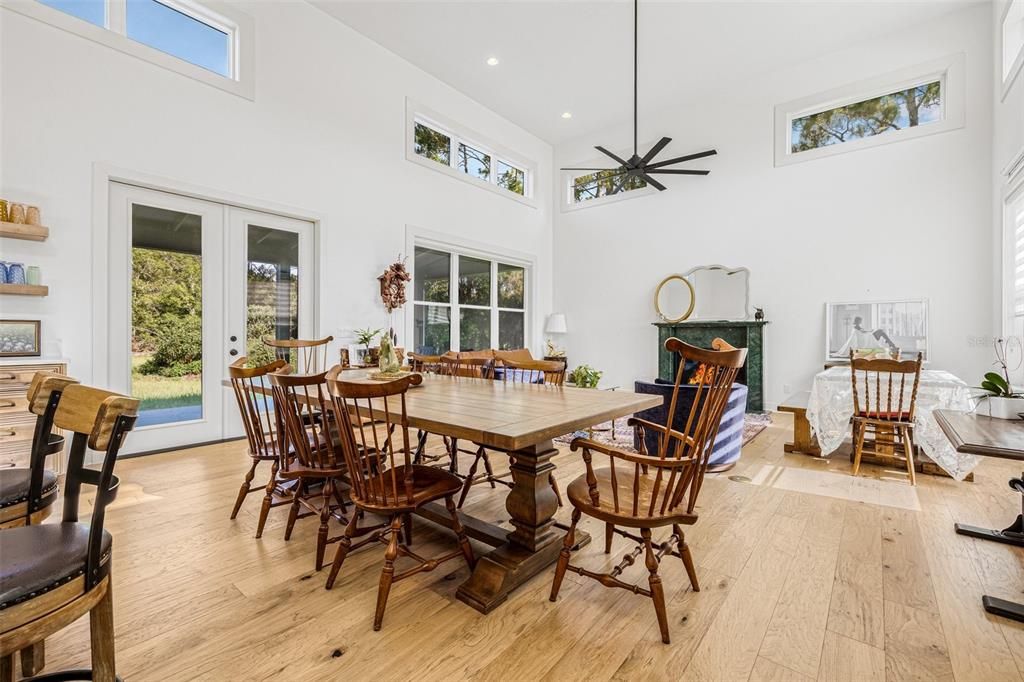 Dining room, Interior, Recessed Lighting, Wood Texture Flooring