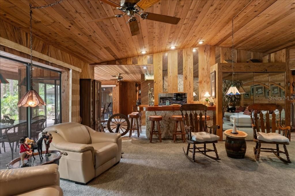 Interior, Living room, Recessed Lighting, Wooden Ceilings, Wooden Walls
