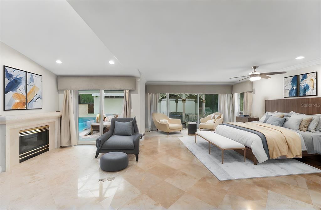 Bedroom, Fireplace, Interior, Recessed Lighting