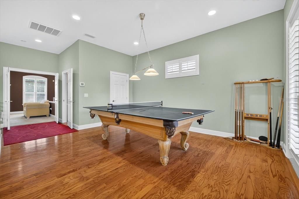 Game Room, Interior, Pendant Lights, Recessed Lighting, Wood Texture Flooring