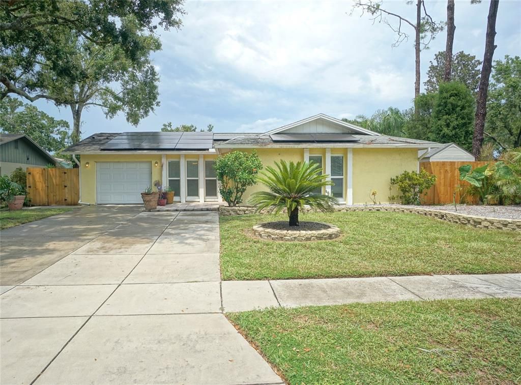 Attached, Backyard, Exterior, Facade, Solar Panels, Ranch