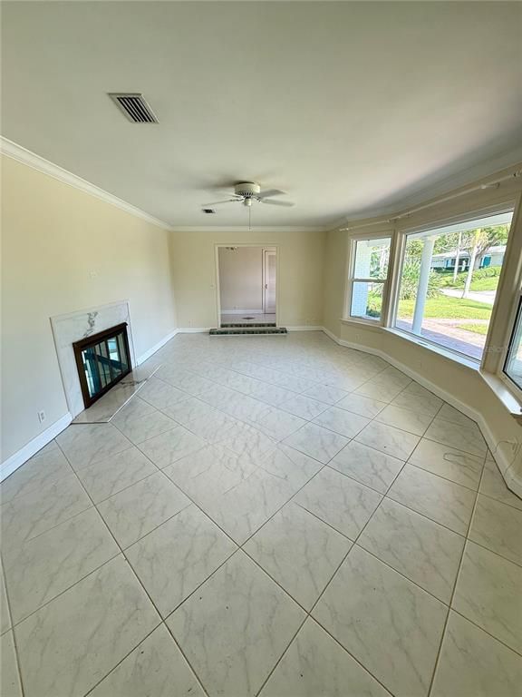 Empty room, Fireplace, Interior, Marble