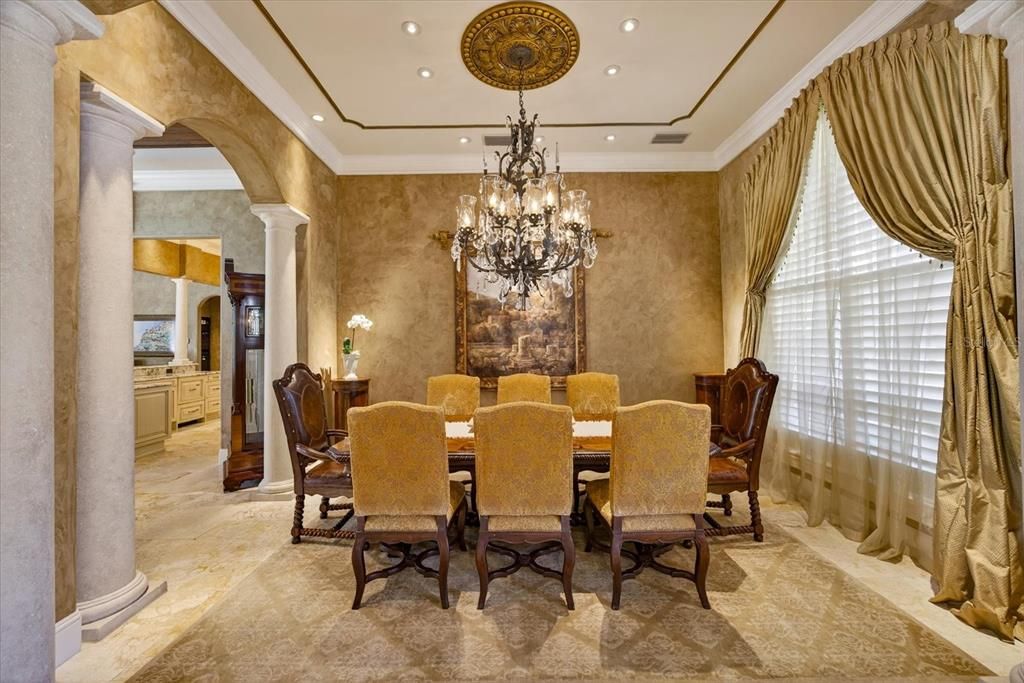 Chandelier, Dining room, Interior, Recessed Lighting