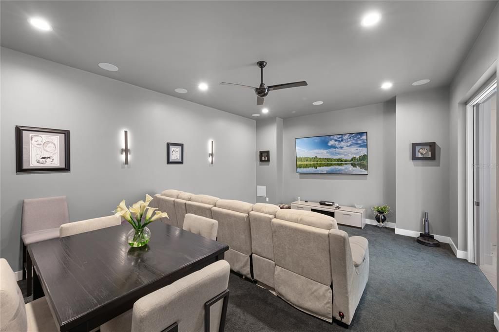 Home Theatre Room, Dining room, Interior, Recessed Lighting, Theatre Room