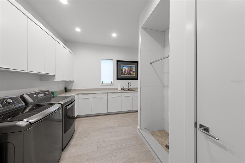 Interior, Recessed Lighting, Washer, Wood Texture Flooring