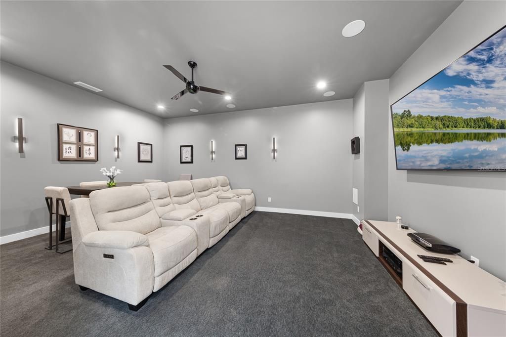 Home Theatre Room, Dining room, Interior, Recessed Lighting, Theatre Room