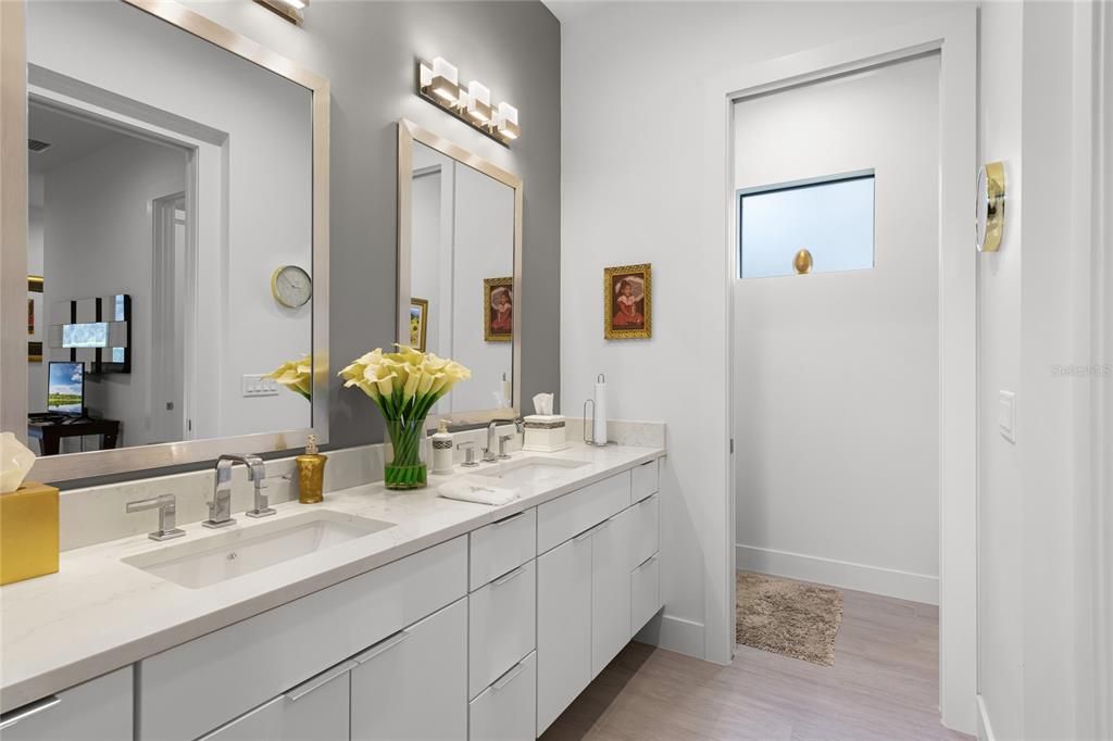Bathroom, Dual Sink Vanities, Interior, Wood Texture Flooring