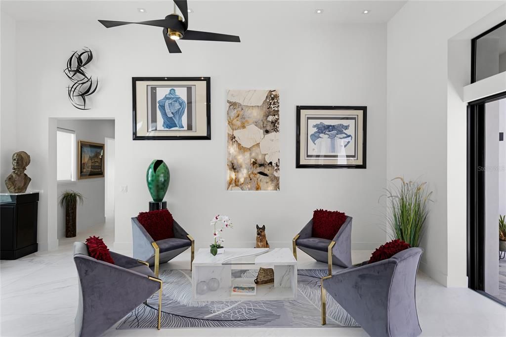 Interior, Living room, Marble, Recessed Lighting