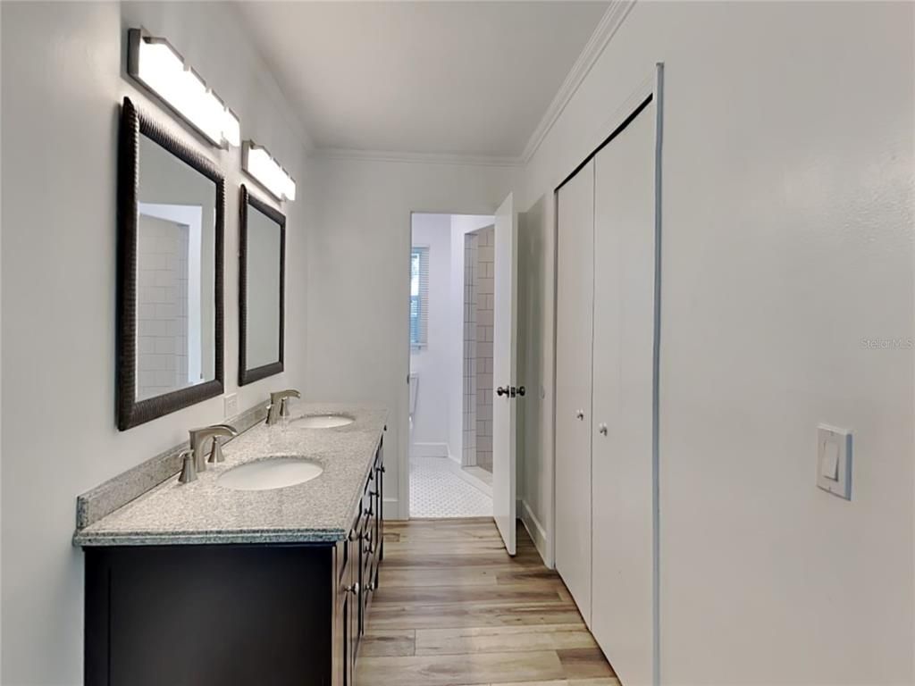 Bathroom, Dual Sink Vanities, Interior, Wood Texture Flooring