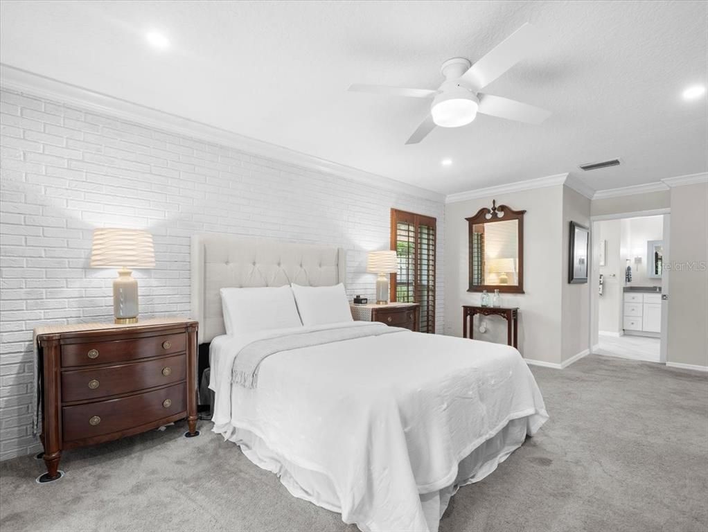 Bedroom, Interior, Recessed Lighting, Stone Walls