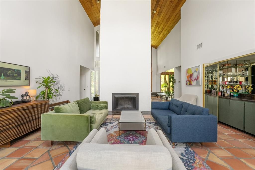 Fireplace, Interior, Living room, Wooden Beams
