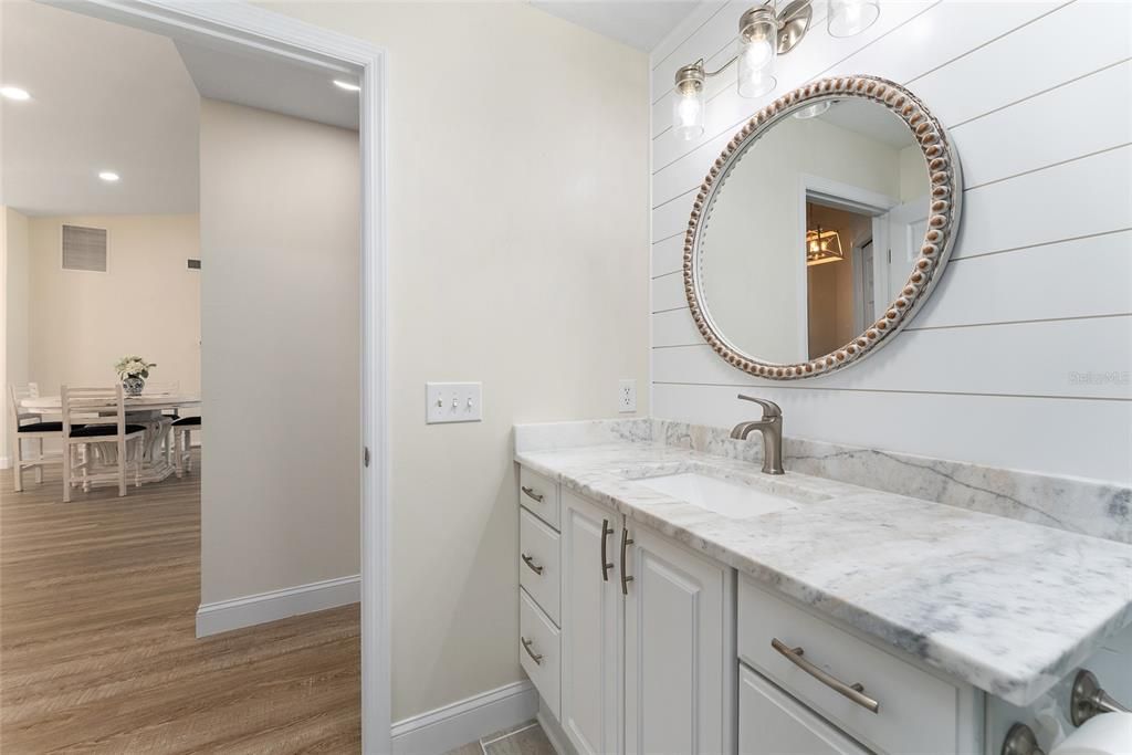 Bathroom, Dining room, Interior, Recessed Lighting, Wood Texture Flooring